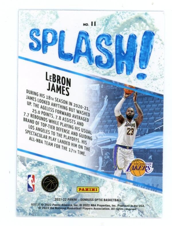 Amazon.com: 2021-22 DONRUSS OPTIC SPLASH #11 LEBRON JAMES